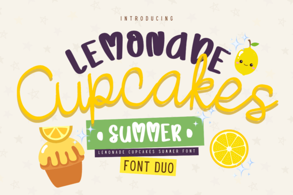 Lemonade Cupcakes Summer Font Duo